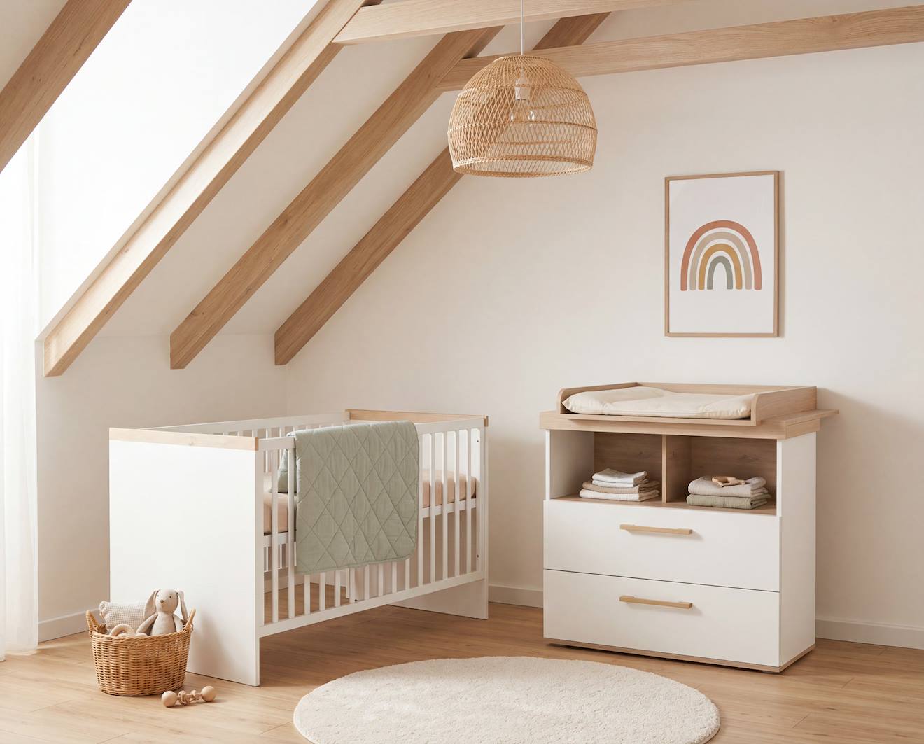 Ensemble Chambre Bébé 'jimmy' – Set Duo – Chambre Évolutive Au Design Scandinave Blanc