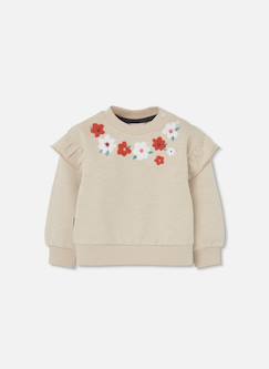 -Sweat-shirt molleton fille brodé fleurs