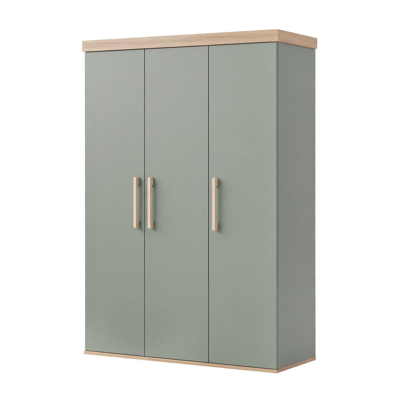 Armoire Enfant jimmy 3 Portes Poignées En Bois Massif Sauge