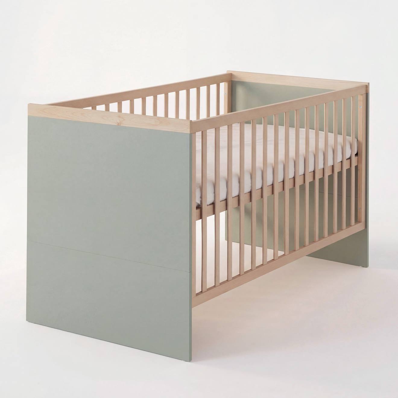 Lit Bébé Évolutif 'jimmy' 70 × 140 - Réglable En Hauteur Et Transformable En Lit Junior Sauge