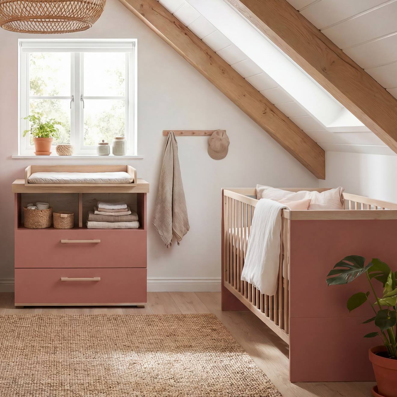 Ensemble Chambre Bébé 'jimmy' – Set Duo – Chambre Évolutive Au Design Scandinave Mauve