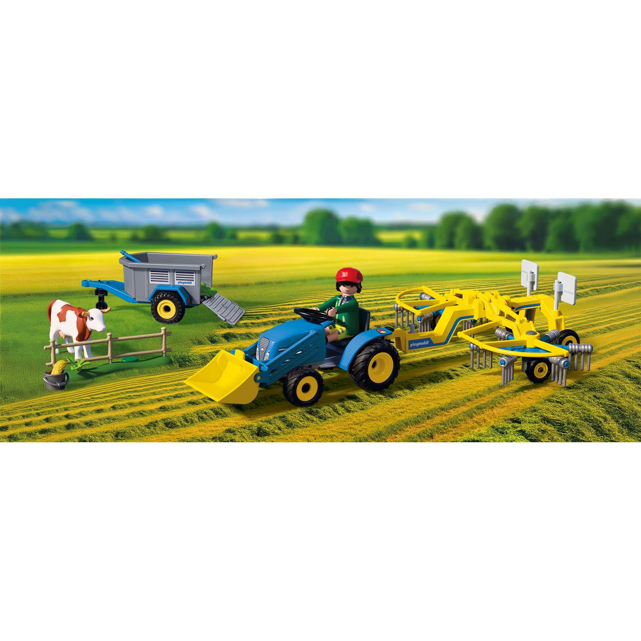 Petit Tracteur Avec Andaineur À Foin 72163 Multicolore
