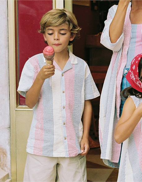 Chemise à manches courtes en coton à rayures you&me  - vertbaudet enfant