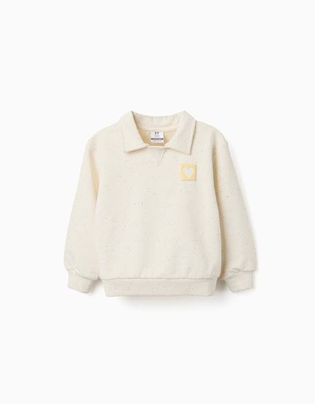 Fille-Sweat en coton avec imprimé cœur en relief