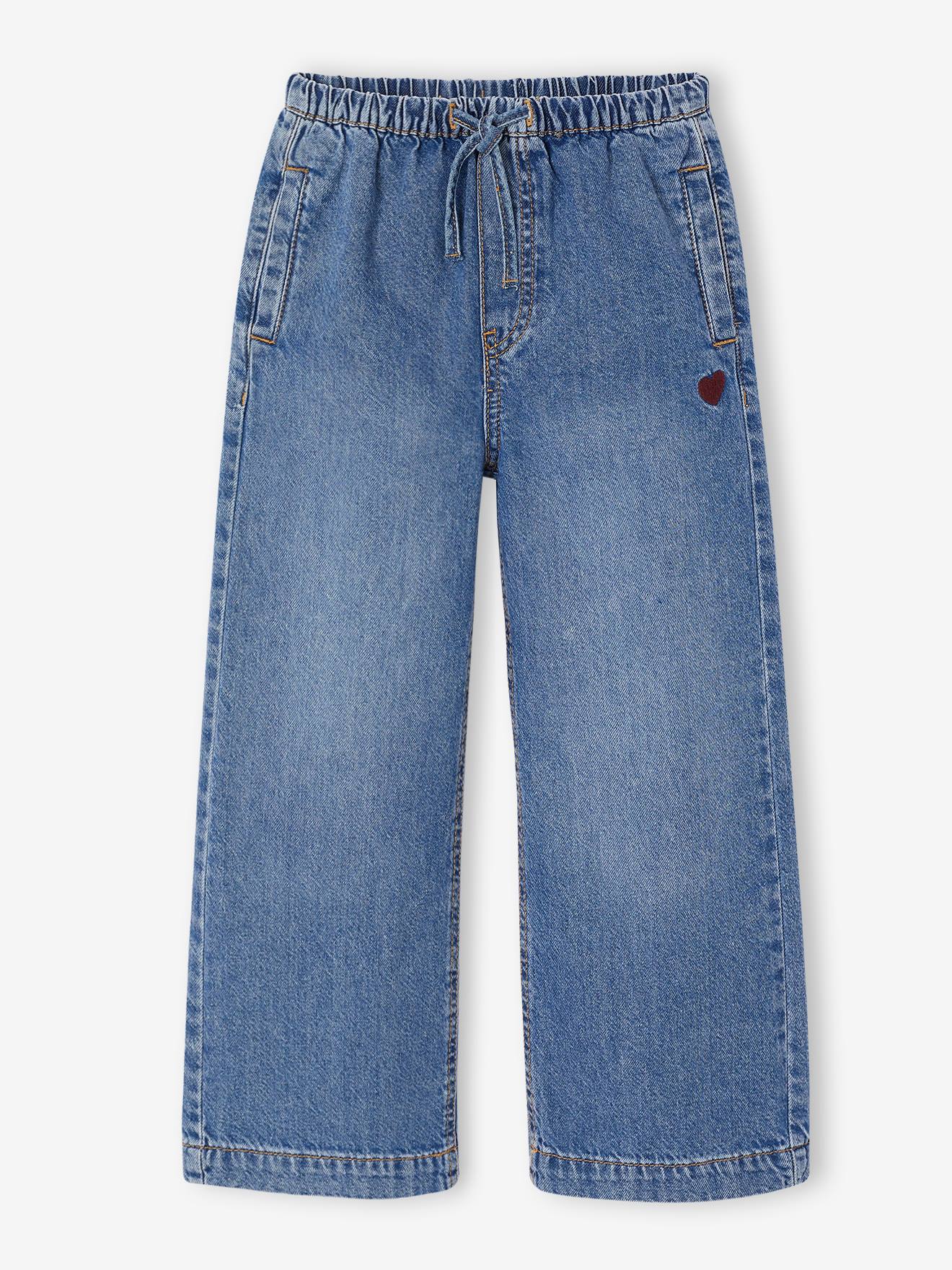 Pantalon large fille bleu moyen