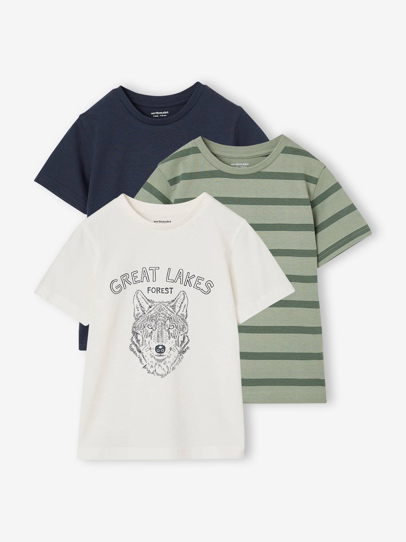 Lot 3 T-shirts manches courtes vert sauge