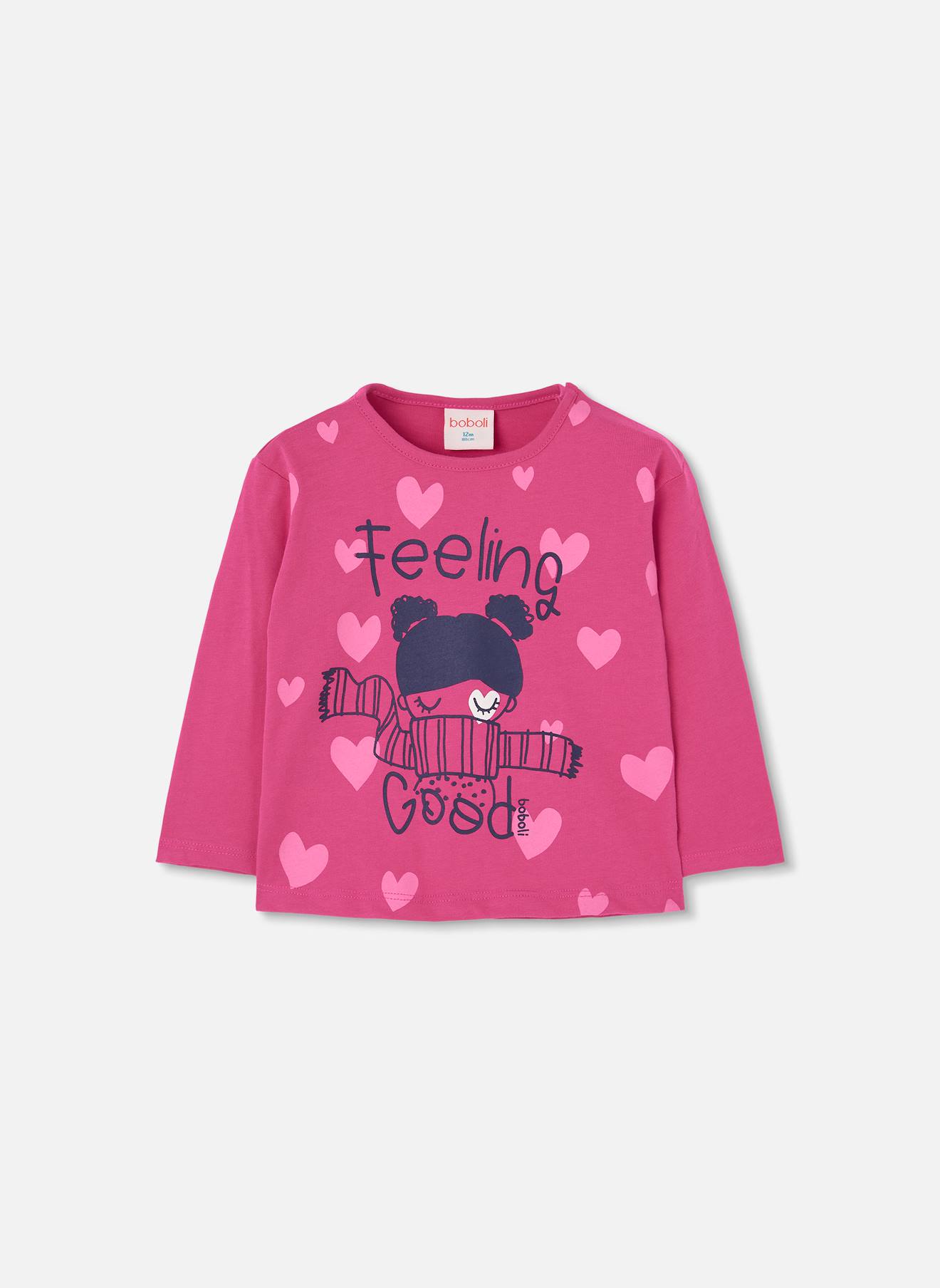 T-shirt Fille En Maille Imprimé Pink
