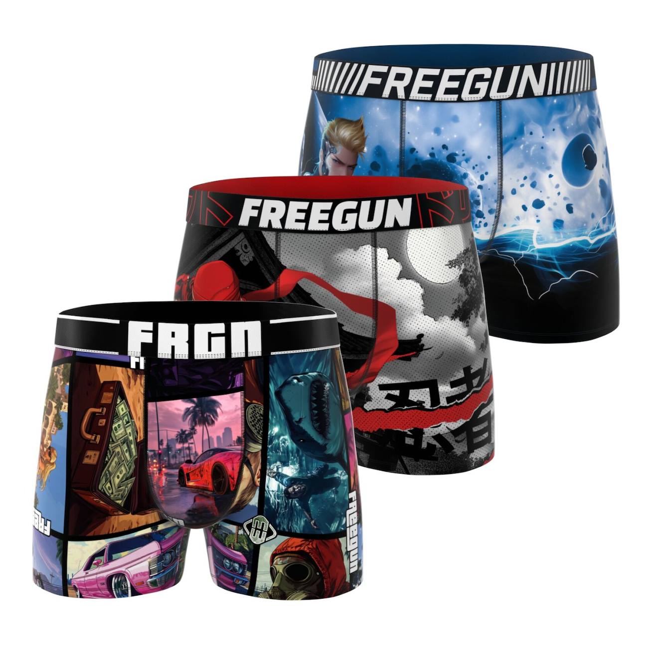 Lot De 3 Boxers Garçon Junior Collection Heroes Bleu/noir/rouge/gris/rose
