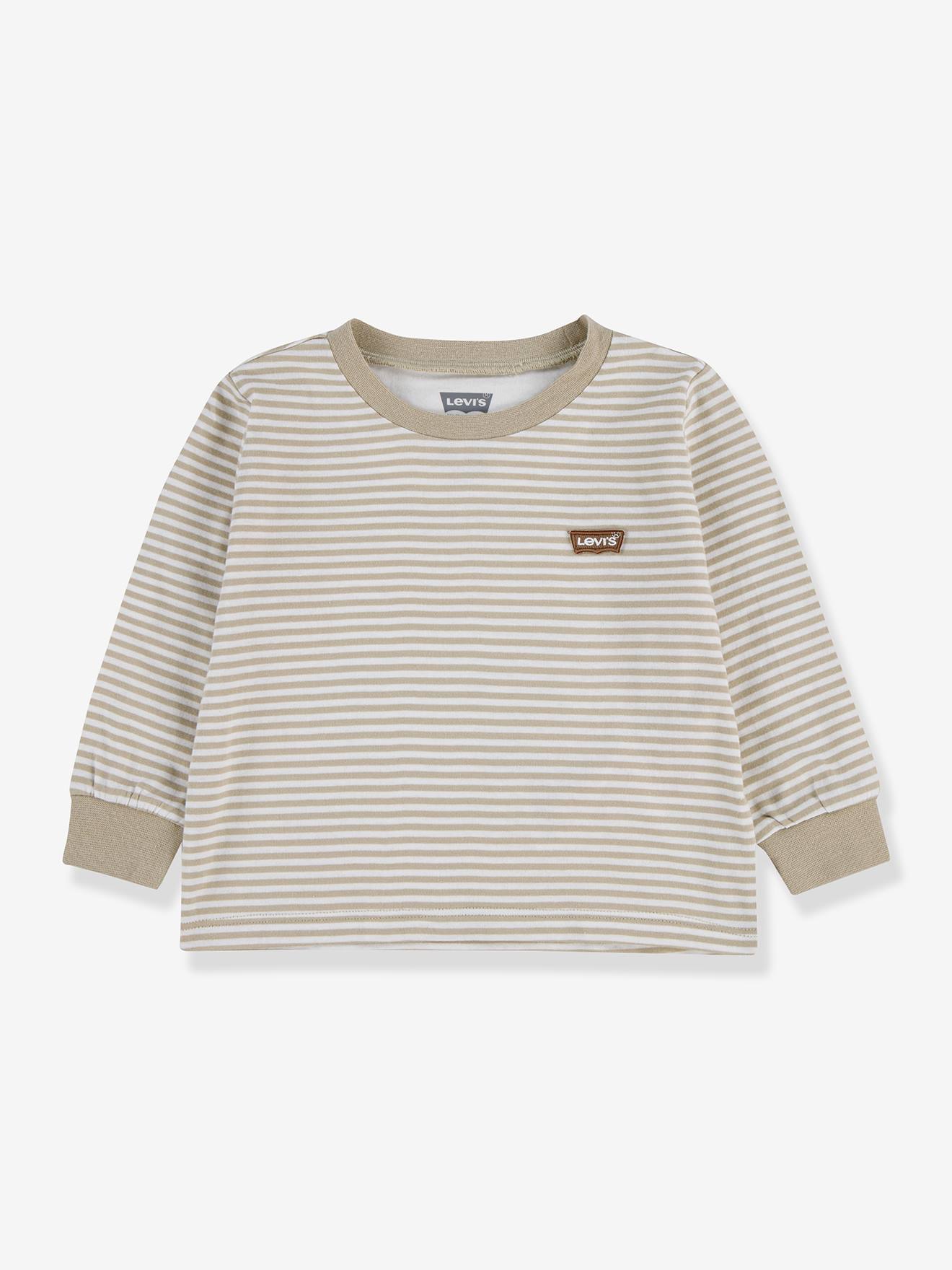 T-shirt Manches Longues Rayé Beige