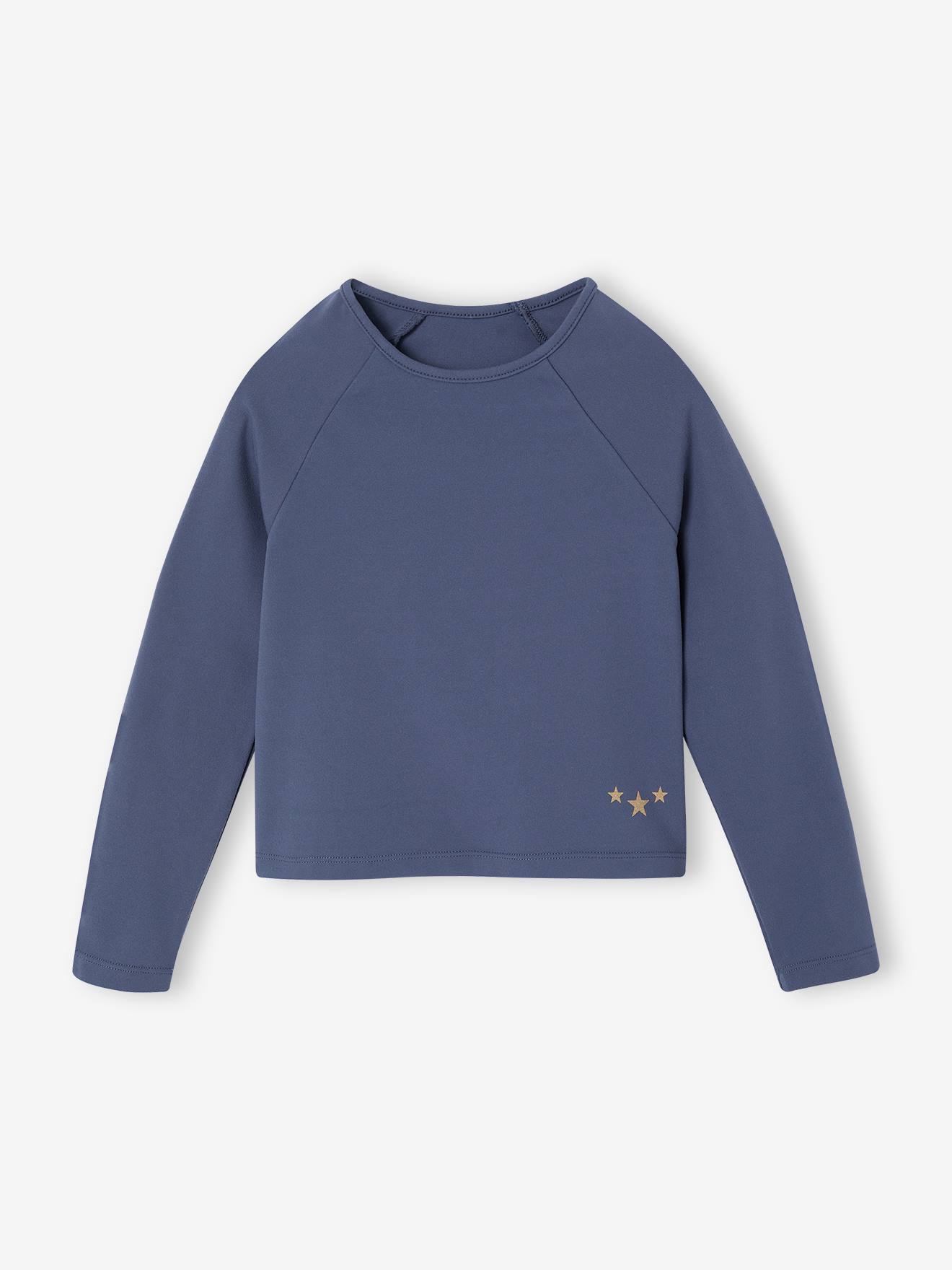 T-shirt manches longues technique fille bleu moyen