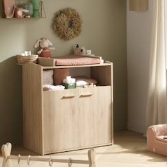 Puériculture-Commode à langer 2 portes et une niche décor bois hêtre - adele