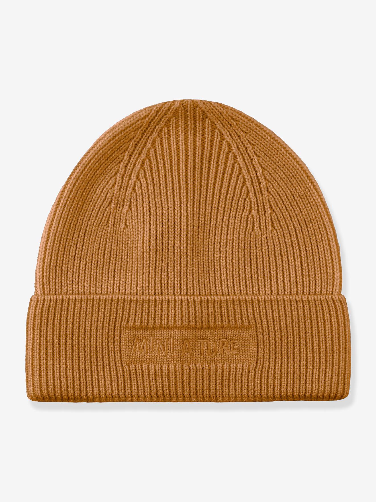 Bonnet en laine mérinos enfants MATBOJE MINI A TURE caramel