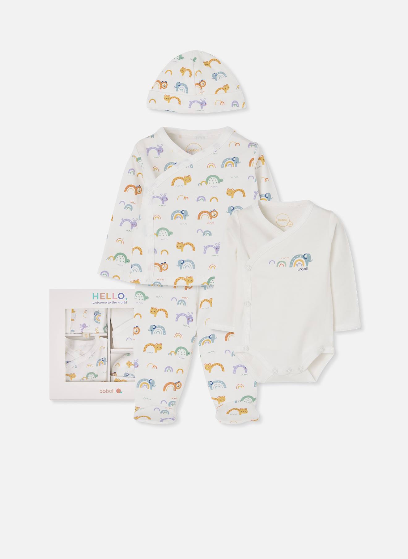 Lot Maille Bébé Imprimé Arc-en-ciel Et Animaux Multicolore