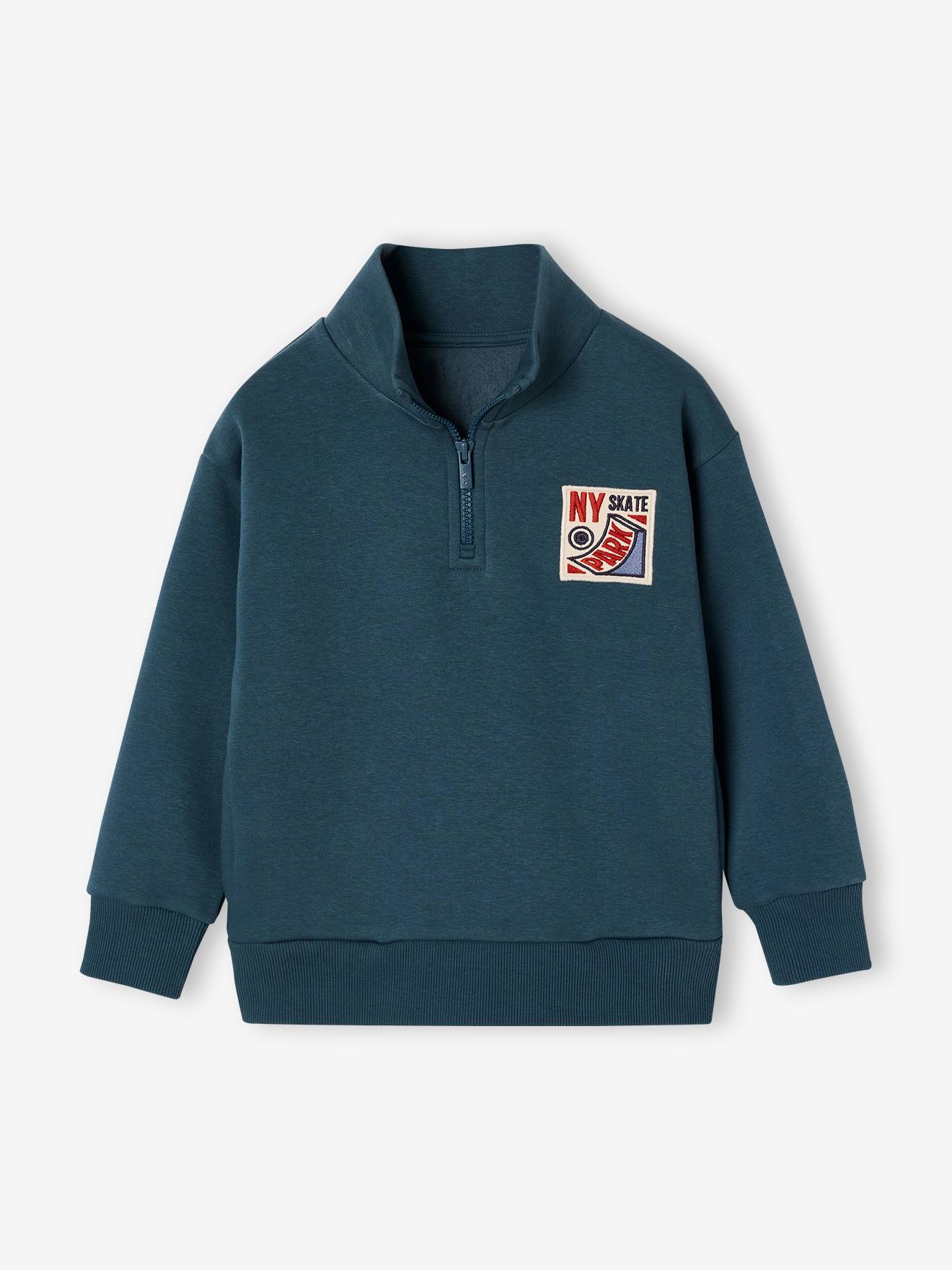 Sweat col camionneur garçon bleu canard