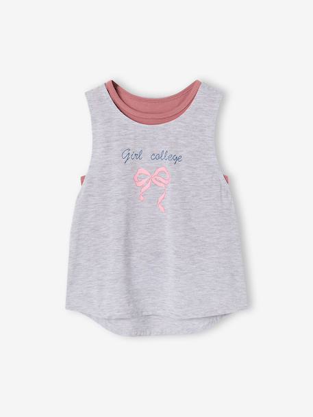 Fille-T-shirt, sous-pull-T-shirt-Débardeur 2 en 1 sport