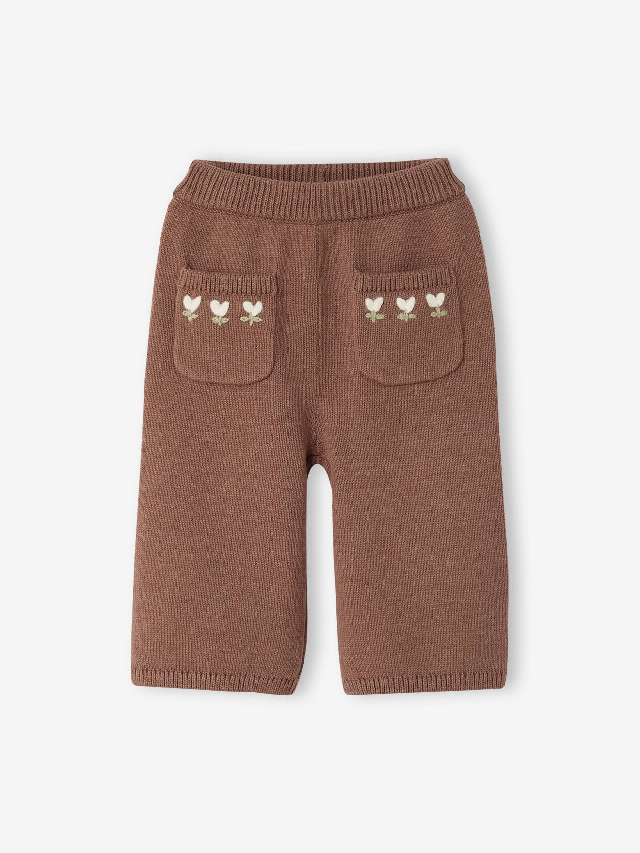 Pantalon bébé fille tricot chocolat