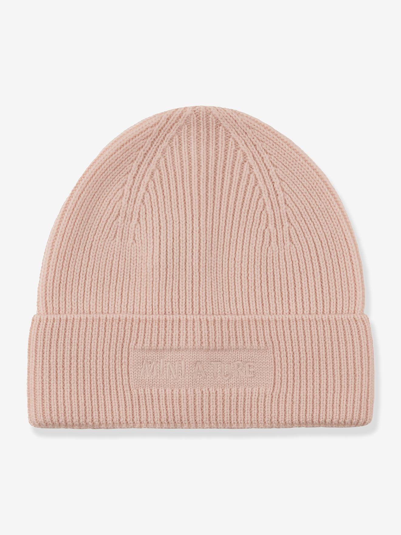 Bonnet en laine mérinos enfants MATBOJE MINI A TURE vieux rose