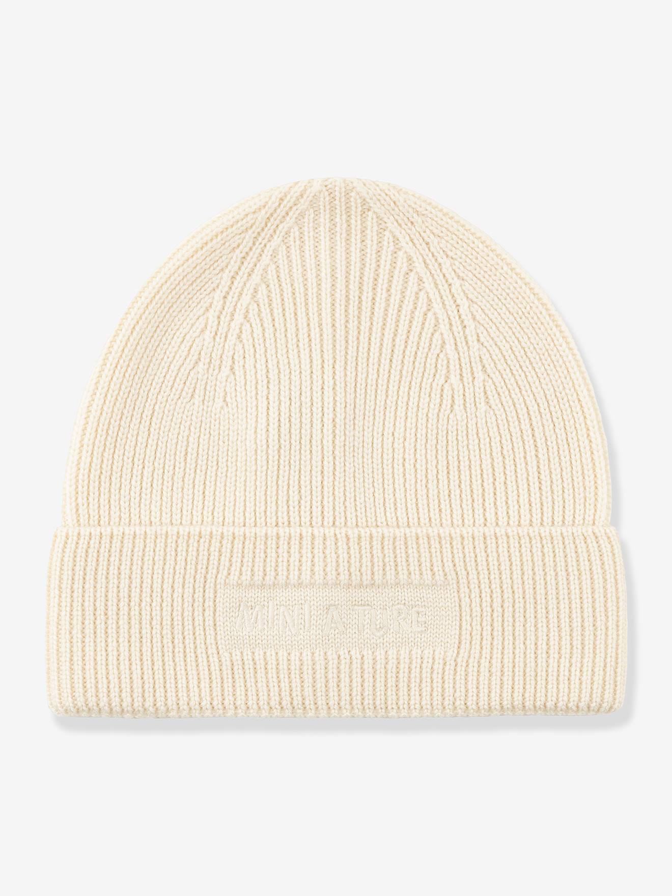 Bonnet en laine mérinos enfants MATBOJE MINI A TURE crème