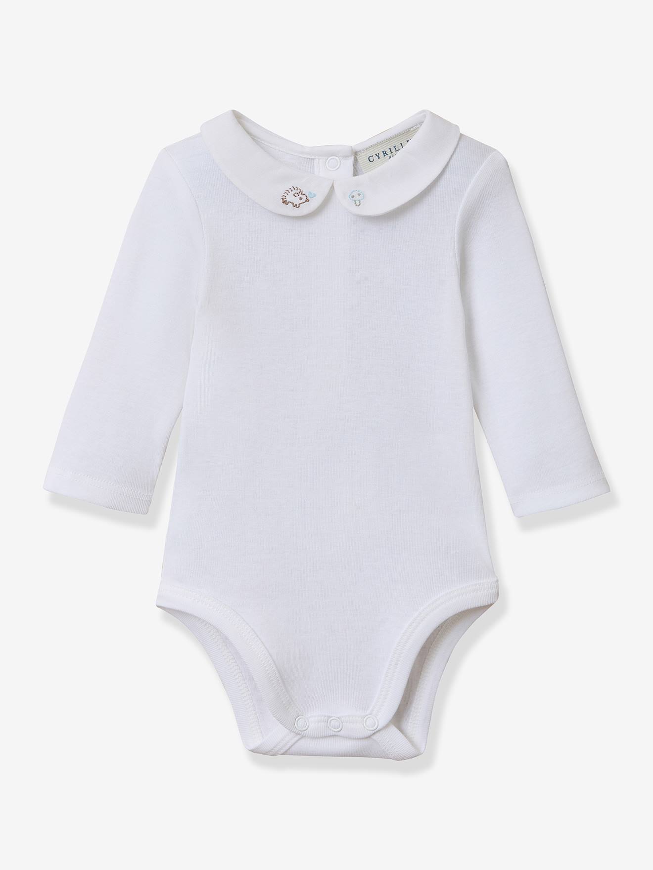 Body manches longues col brodé blanc