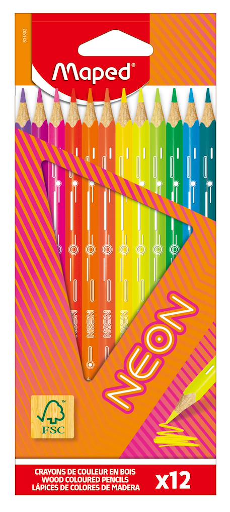 Fille-Accessoires-Fourniture scolaire-stylo, règle, ciseaux-Crayons de couleur neon