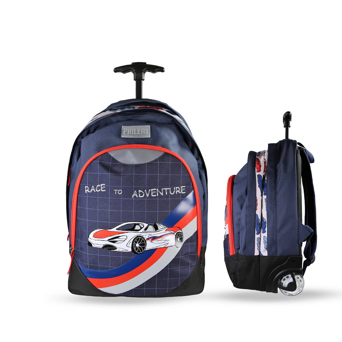 Sac À Dos Scolaire À Roulettes 2 Compartiments Phileas - 45 Cm Bleu