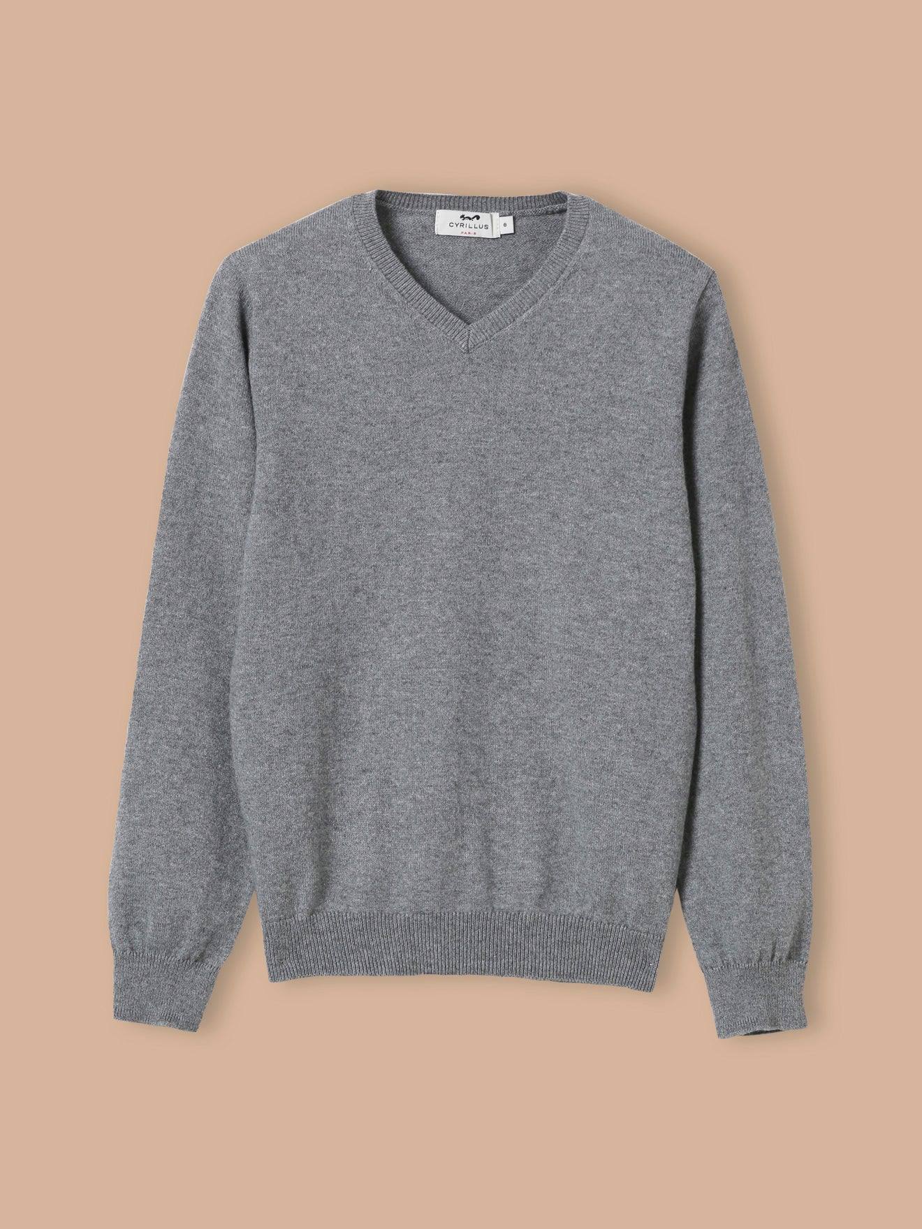 Pull Col V Garçon Gris Fonce Chine