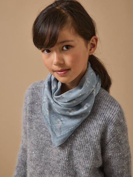 Fille-Accessoires-Bonnet, écharpe, gants-Foulard imprimé en laine fille