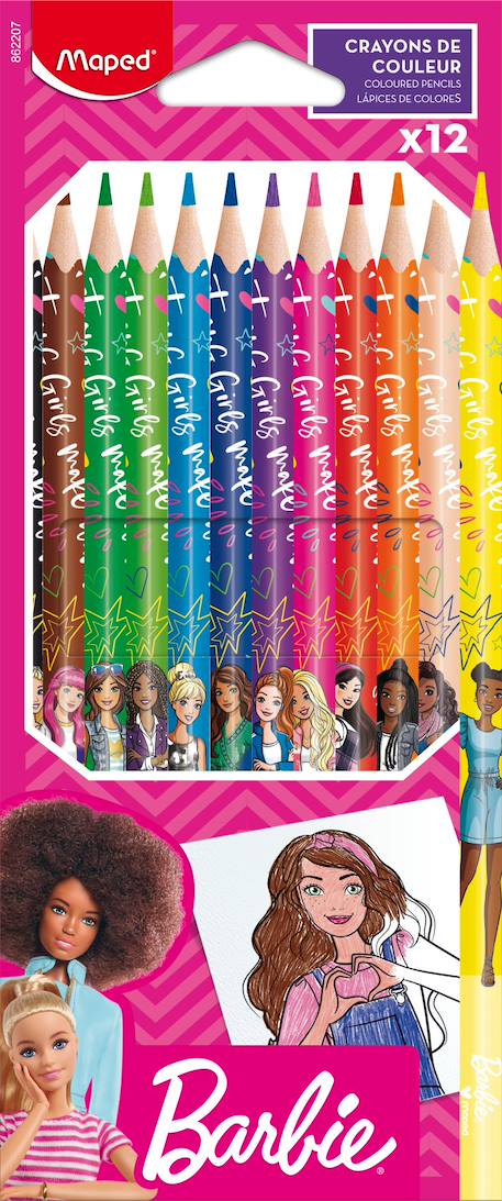 Fille-Crayons de couleur barbie