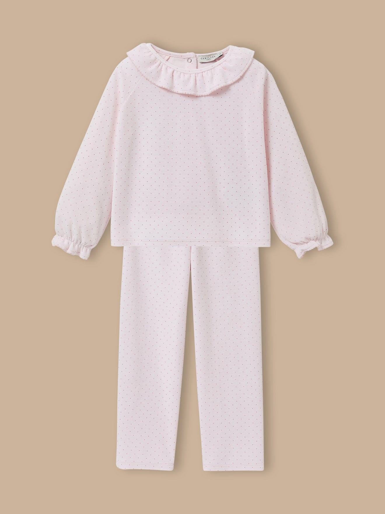 Pyjama Velours Imprimé Pois Fille Micro Pois Bordeaux