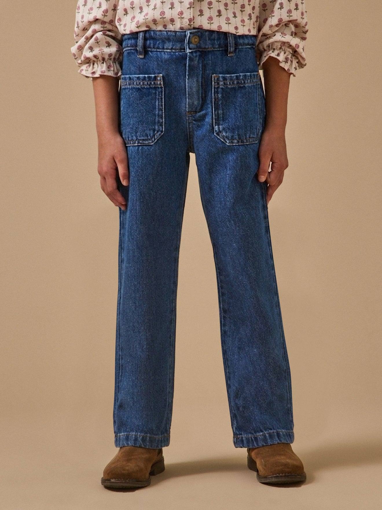 Pantalon Droit Fille En Denim Denim Stone