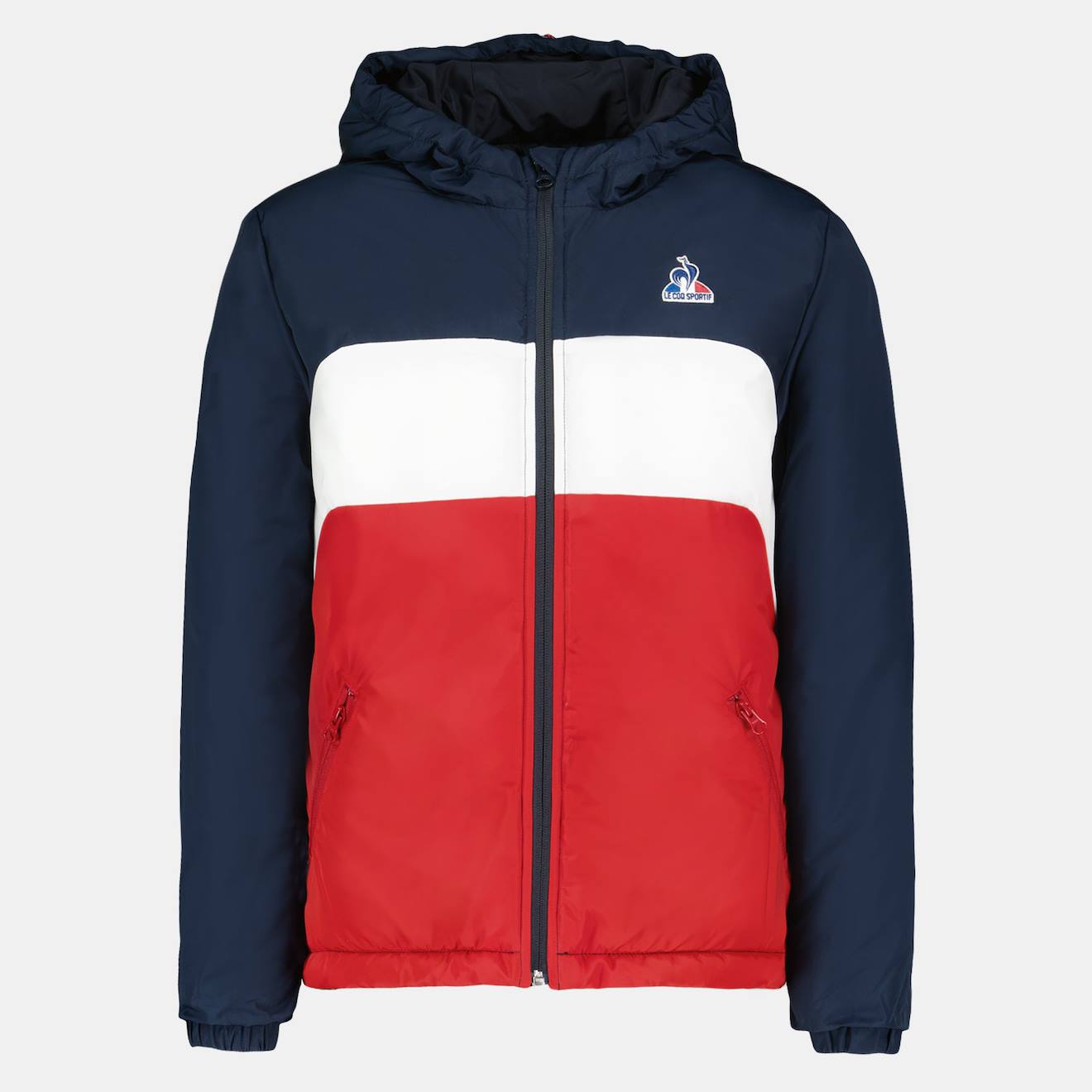 Doudoune À Capuche Déperlante Essentiel Tricolore Bleu Marine