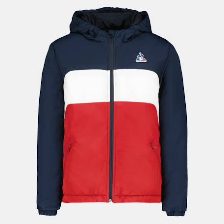 Doudoune à capuche déperlante essentiel tricolore  - vertbaudet enfant