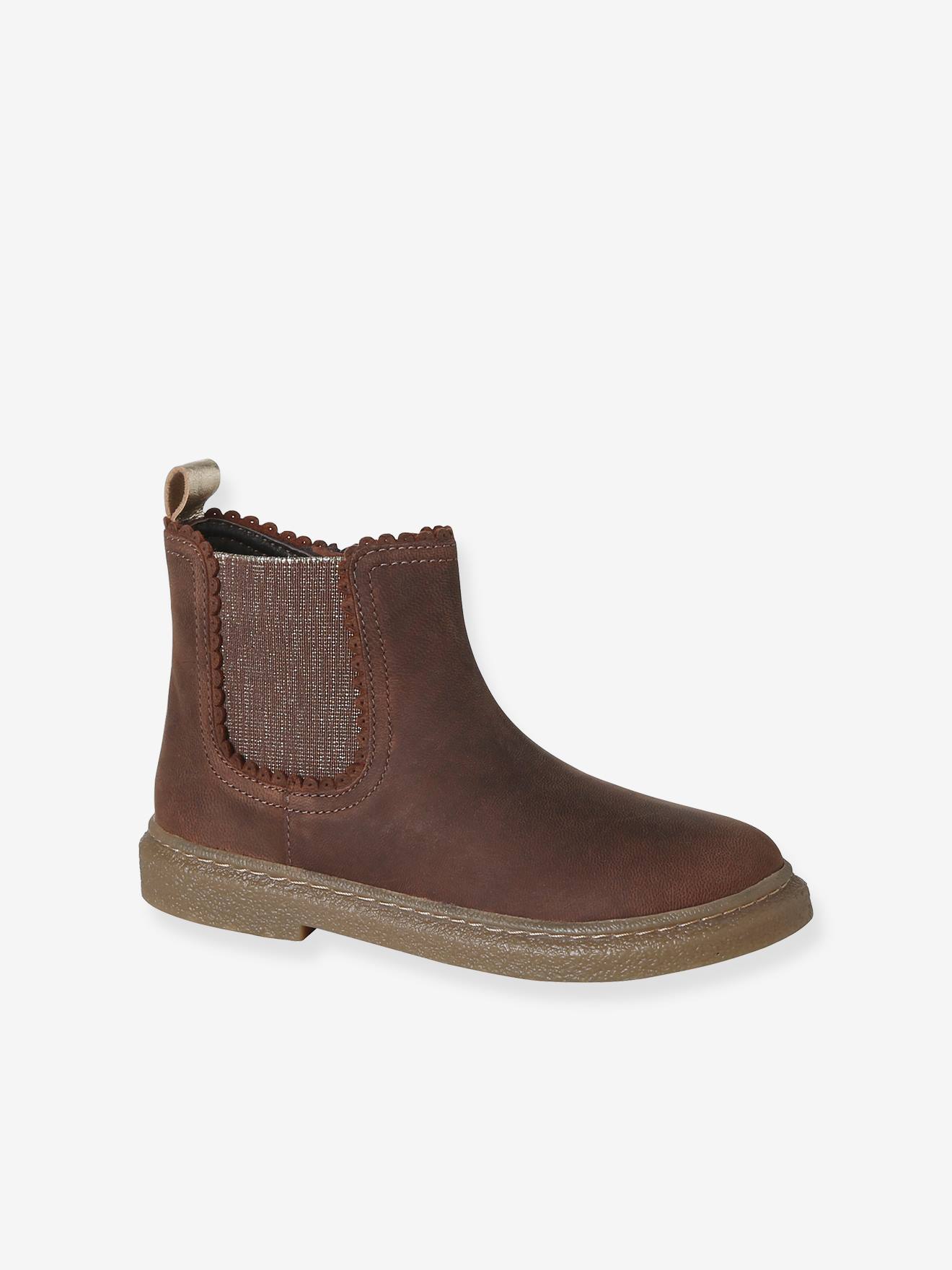 Boots enfant en cuir zippées marron Boots enfant en cuir zippées marron
