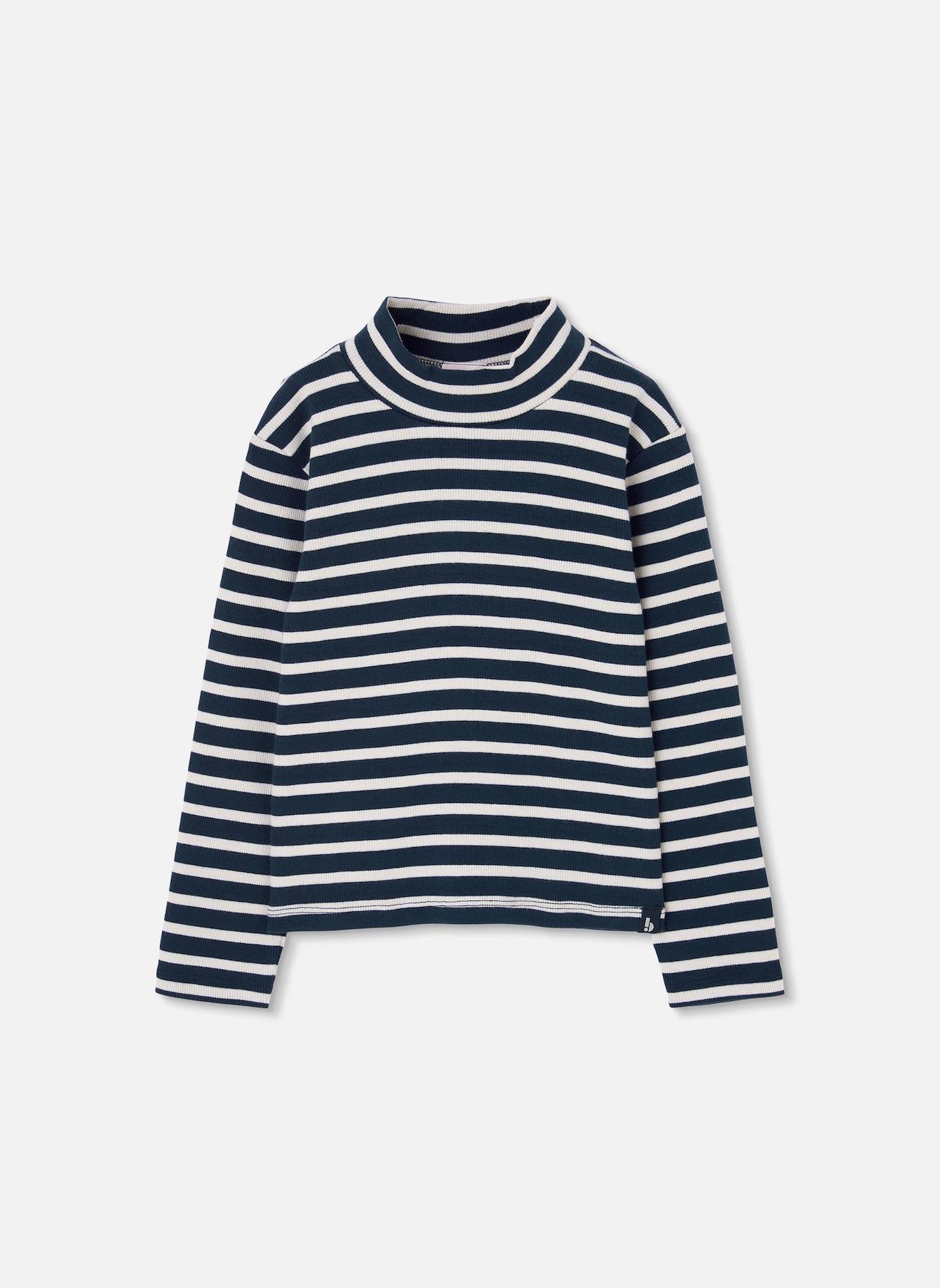 T-shirt Fille En Maille Cotelée Rayures Multicolore