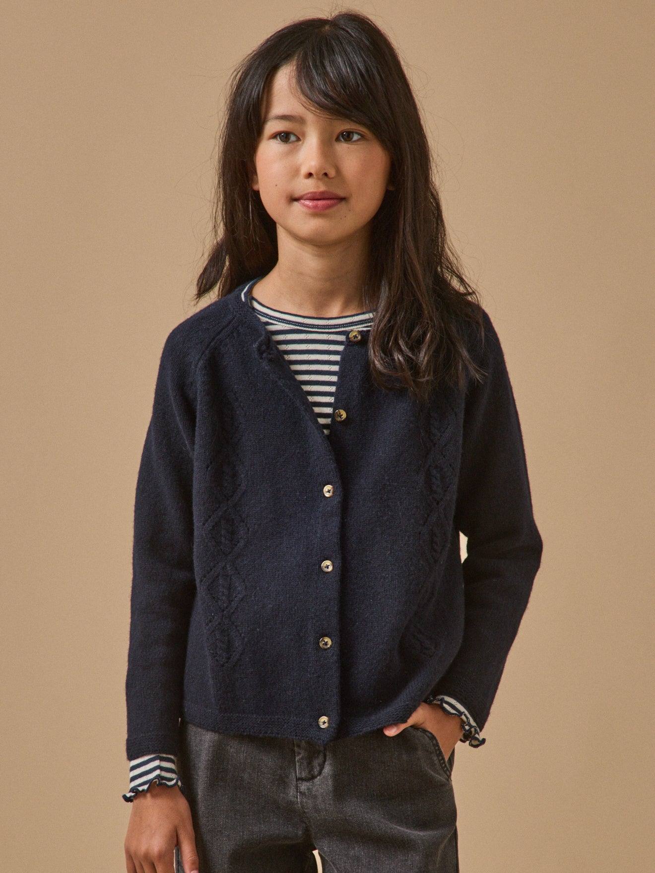 Cardigan En Laine Mérinos Marine