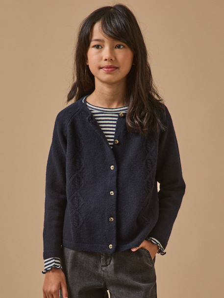 Fille-Cardigan  en laine mérinos