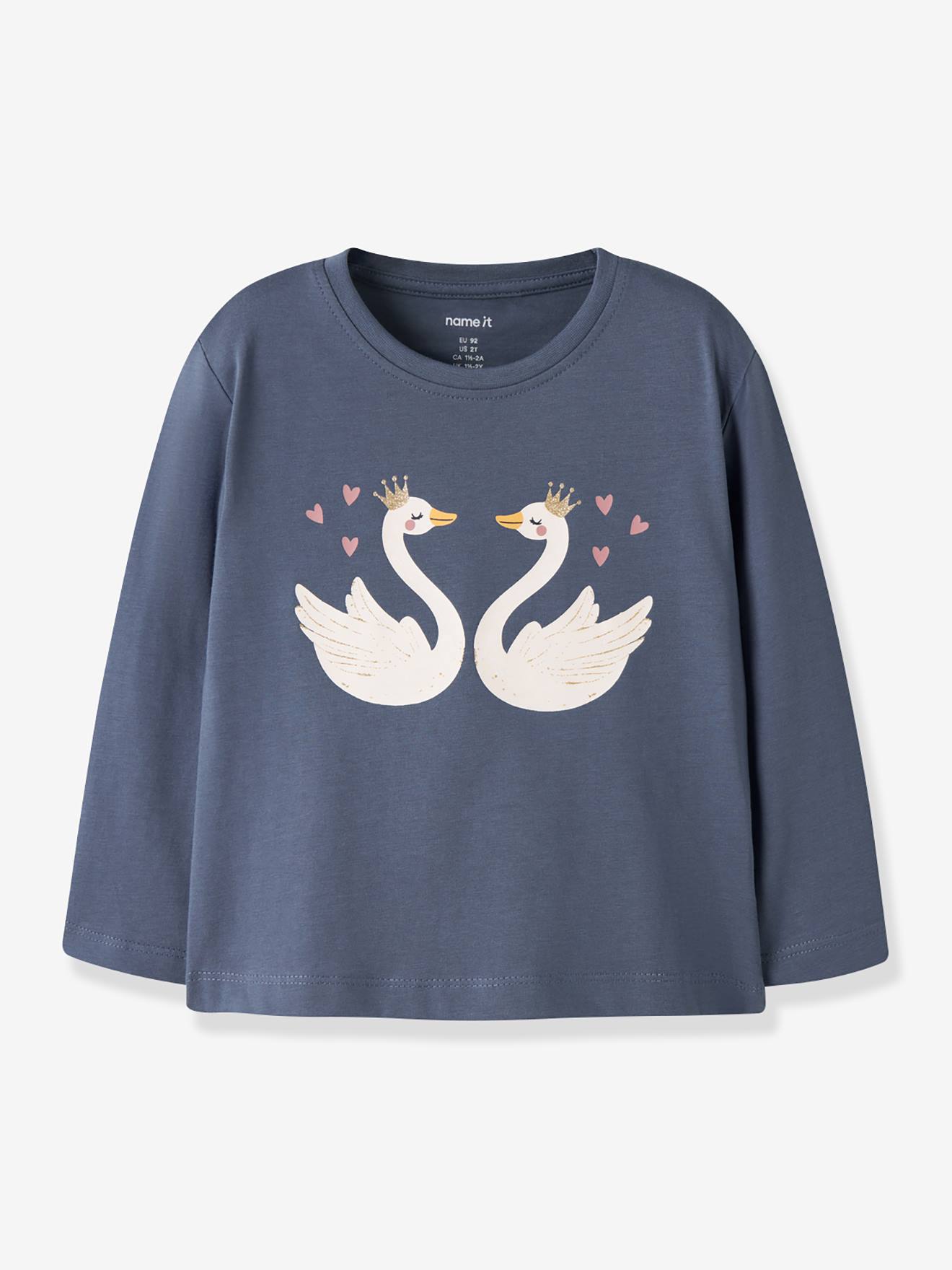 T-shirt à manches longues fille name it bleu grisé