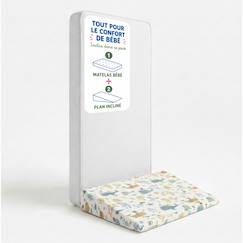 Chambre et rangement-Pack matelas bébé 60x120 cm + plan incliné coton sweety - confort souple et position idéale