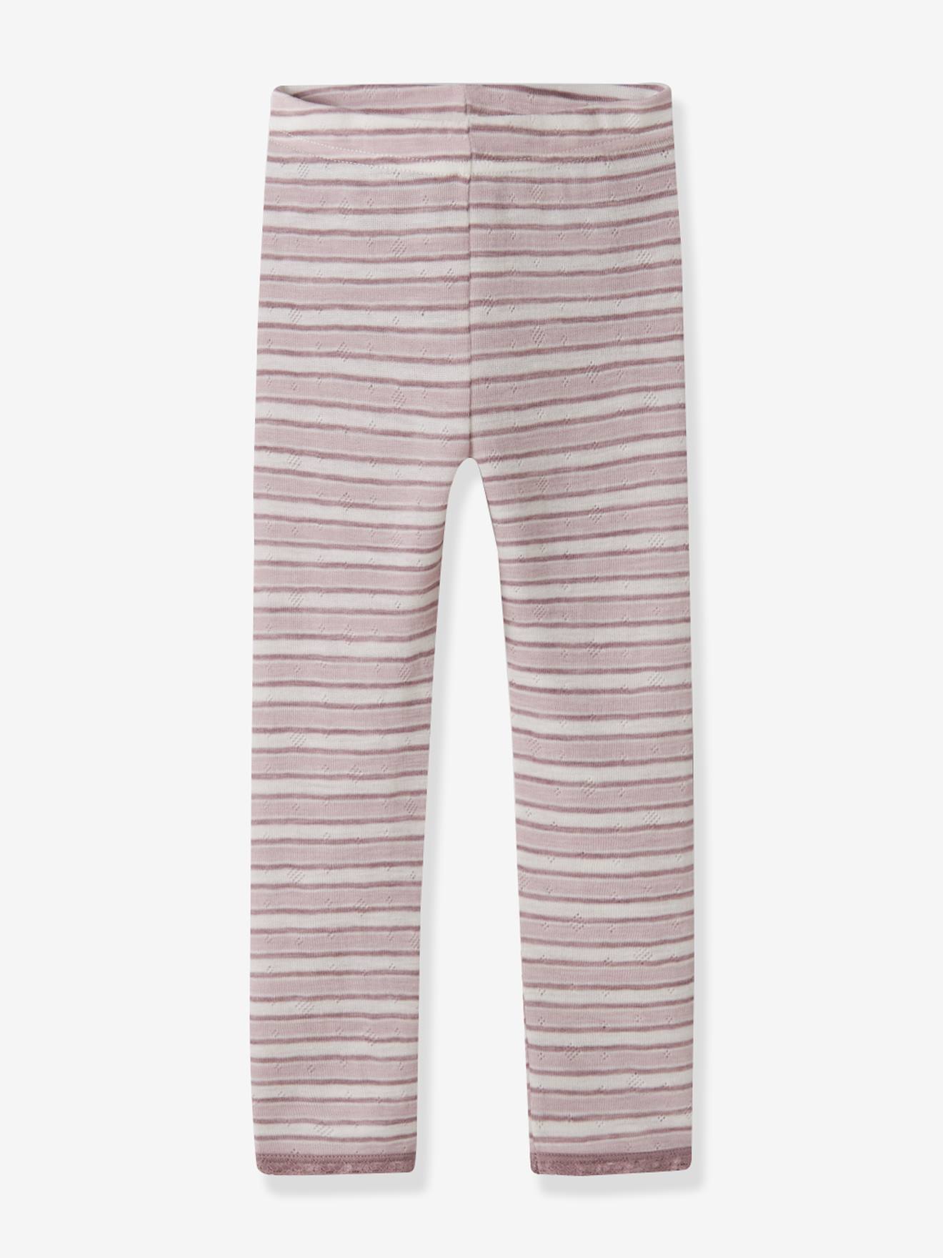 Legging en laine mérinos fille name it rayé blanc