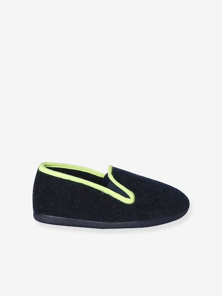 Chaussons velours élastiqués enfant - Fabriqués en France bleu+gris 3 - vertbaudet enfant 