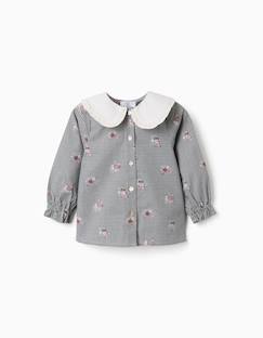 Bébé-Chemise, blouse-Chemise en coton à motif vichy avec imprimé floral