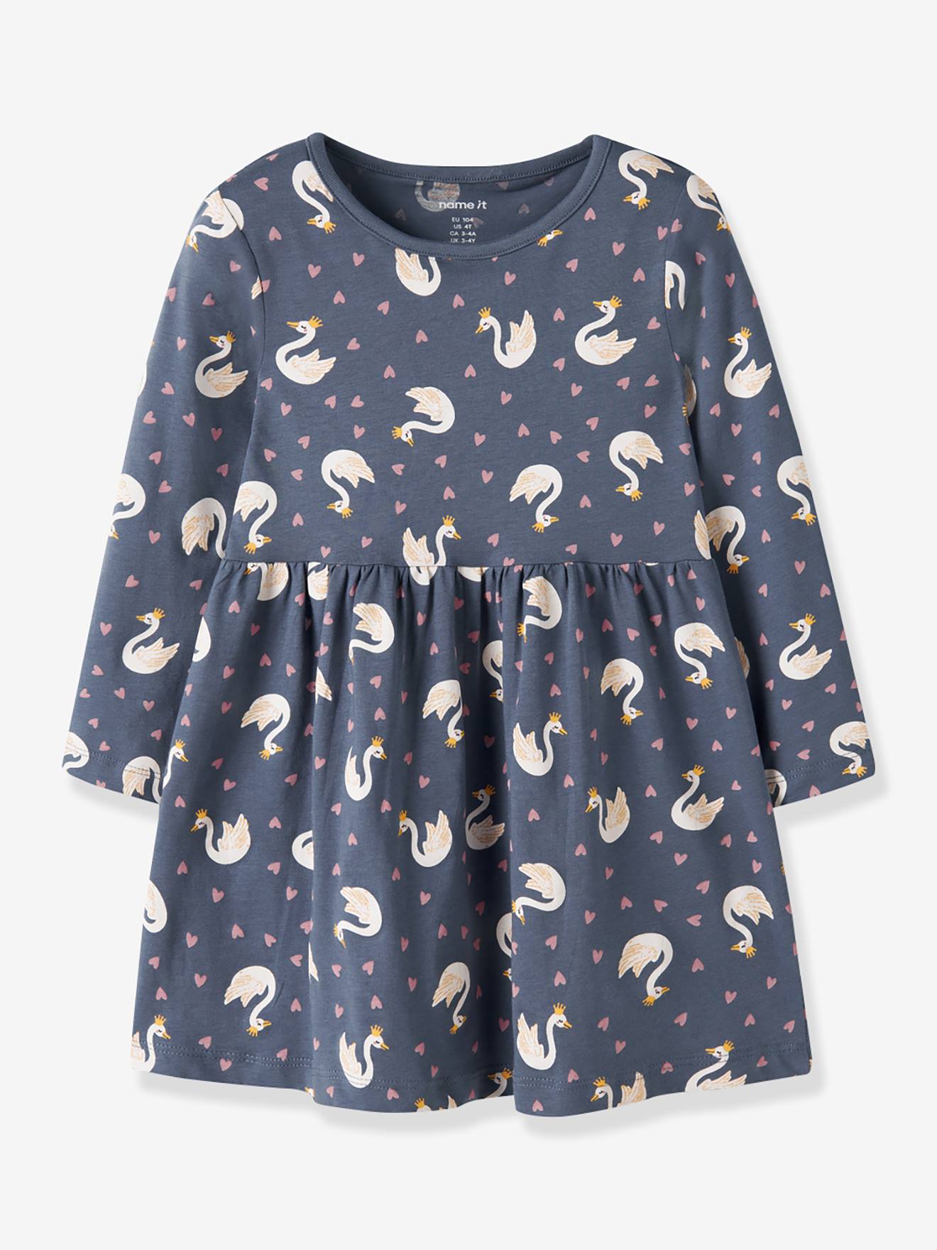 Robe fille à manches longues name it bleu grisé Robe fille à manches longues name it bleu grisé