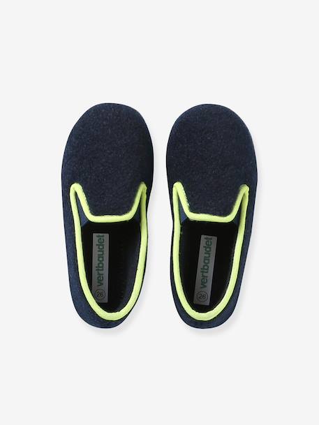 Chaussons velours élastiqués enfant - Fabriqués en France bleu+gris 2 - vertbaudet enfant 