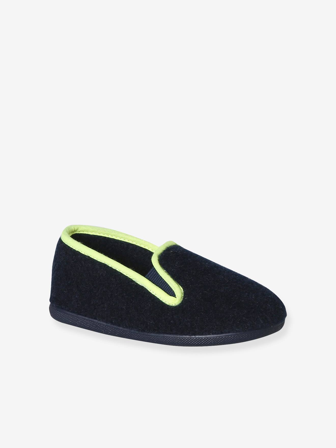 Chaussons velours lastiqus enfant - Fabriqus en France bleu 23$