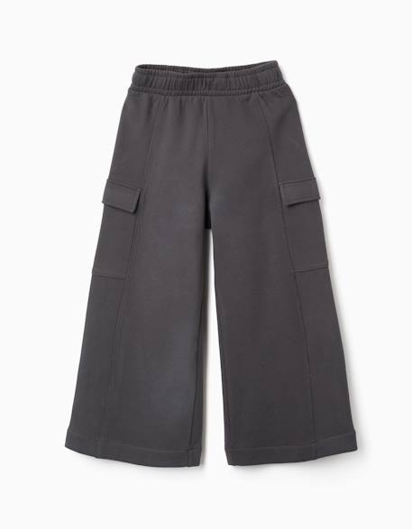 Fille-Pantalon-Pantalon en molleton à jambe large avec poches cargo