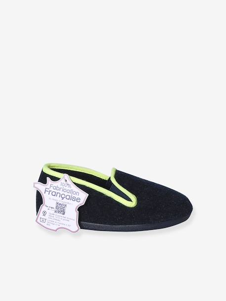 Chaussons velours élastiqués enfant - Fabriqués en France bleu+gris 6 - vertbaudet enfant 
