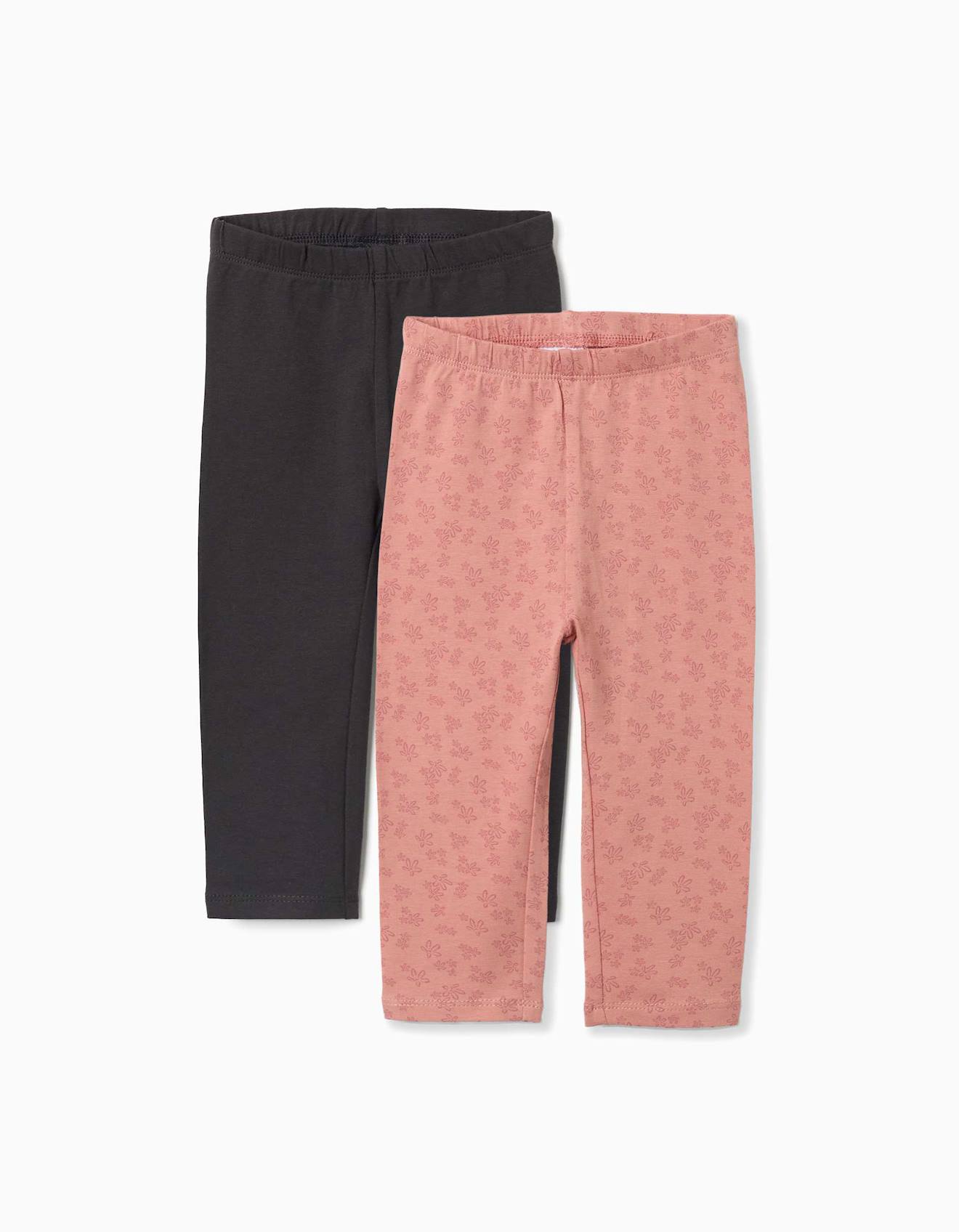 Lot De 2 Leggings Unis Et Imprimés Rose