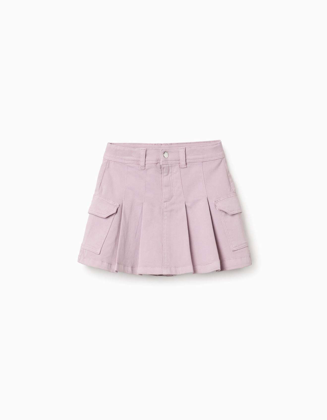 Jupe En Sergé Avec Plis Et Poches Cargo Mauve Clair Jupe En Sergé Avec Plis Et Poches Cargo Mauve Clair