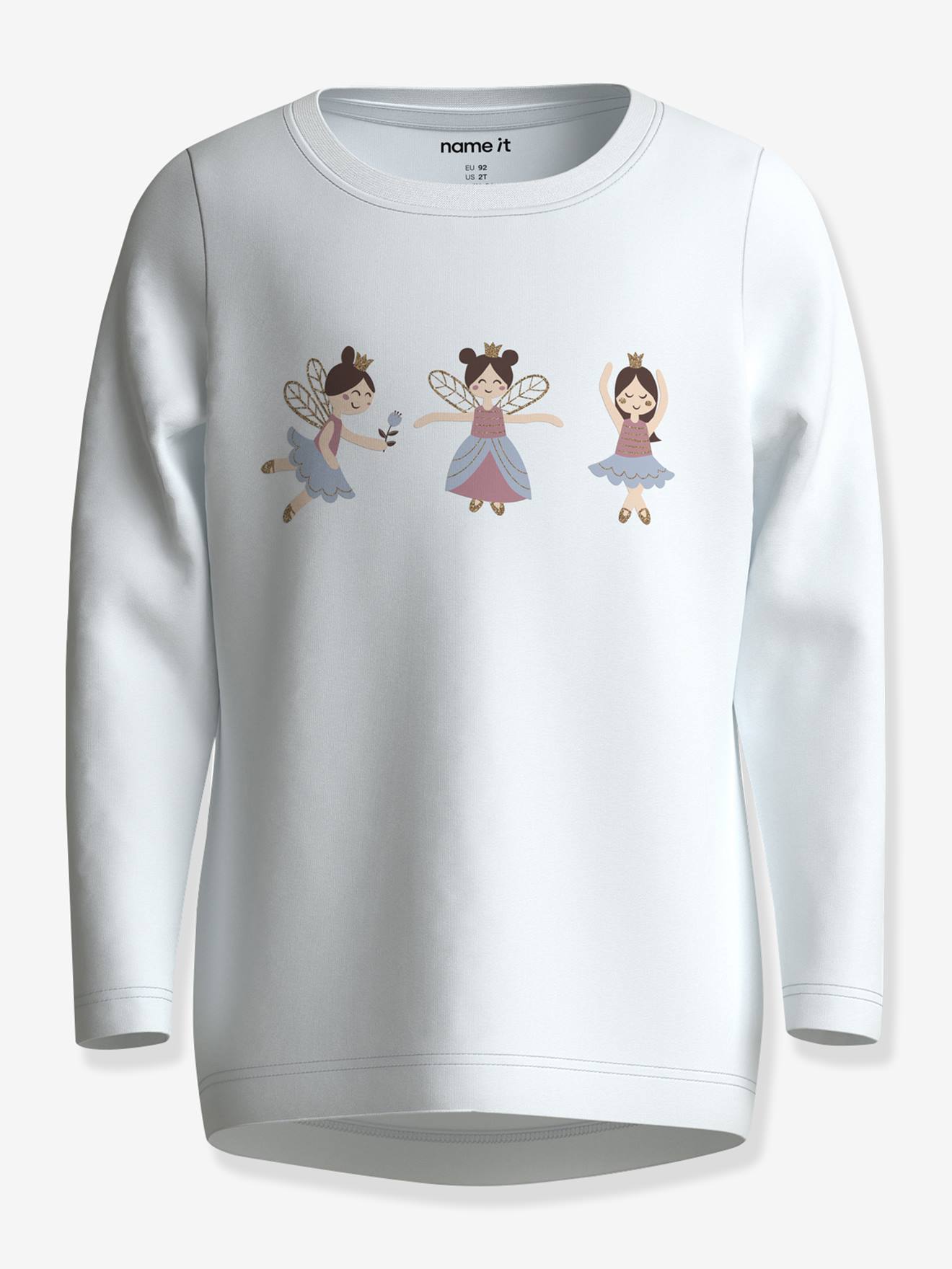 T-shirt manches longues fille name it blanc