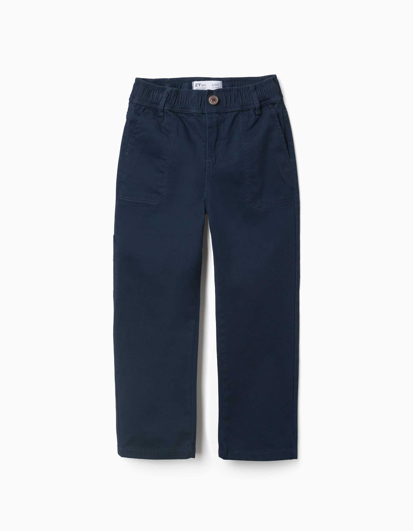 Pantalon De Charpentier En Sergé Avec Taille Élastiquée Bleu Foncé